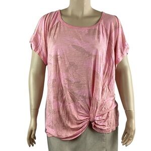 Sanctuary Short Sleeve T-shirt Size 3X Pink Print